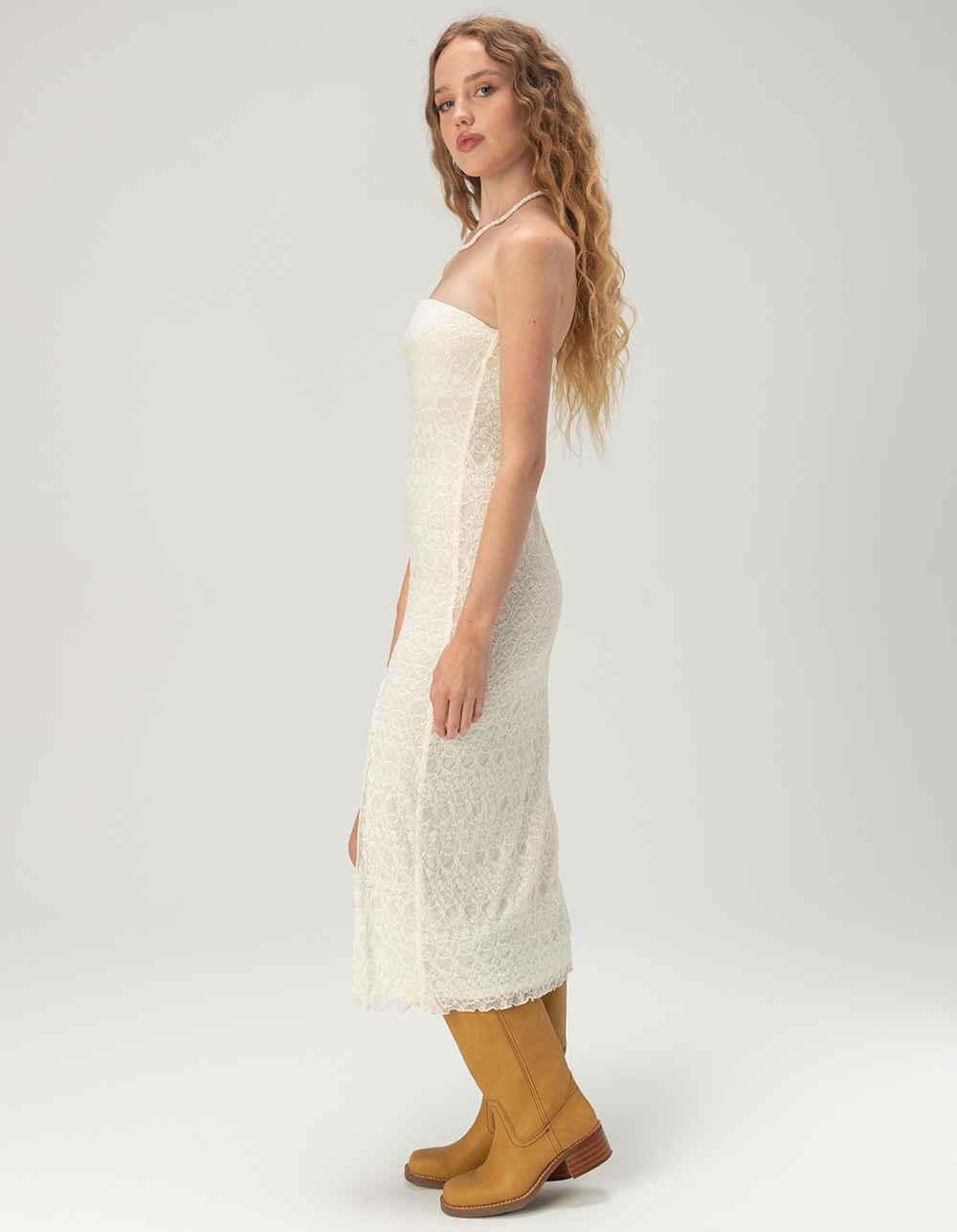 RSQ Womens Lace Midi Dress - WHITE