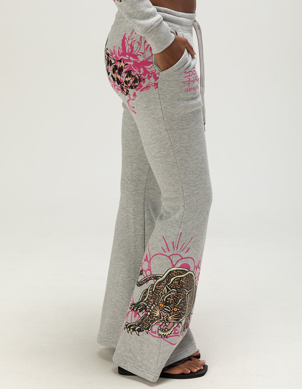 ED HARDY Leopard Womens Sweatpants - GRAY