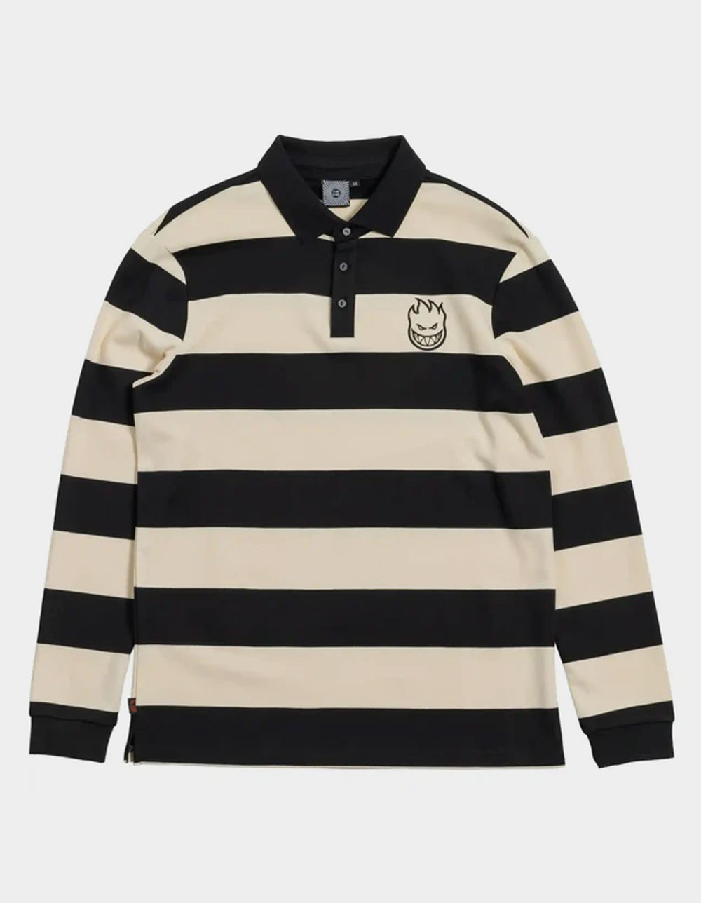 SPITFIRE Bighead Mens Long Sleeve Rugby Shirt - CREAM/BLACK