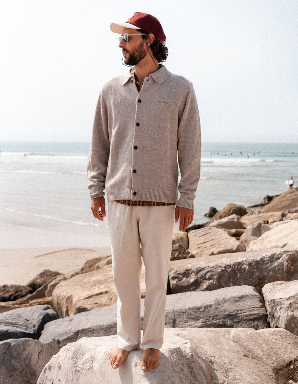 RHYTHM Mohair Mens Button Up Shirt - NATURAL