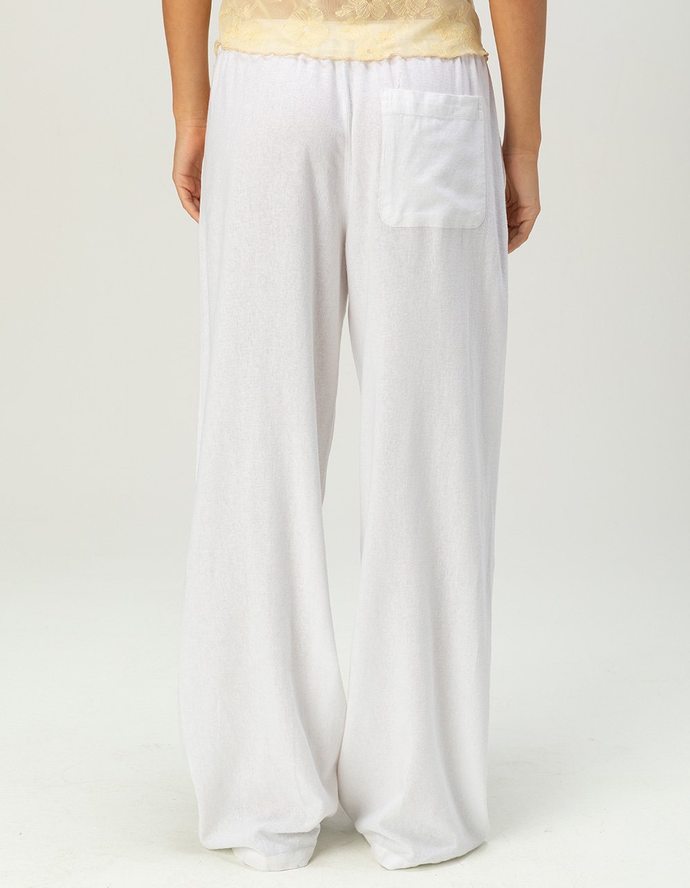 RSQ Womens Low Rise Pull On Linen Pants - OFF WHITE