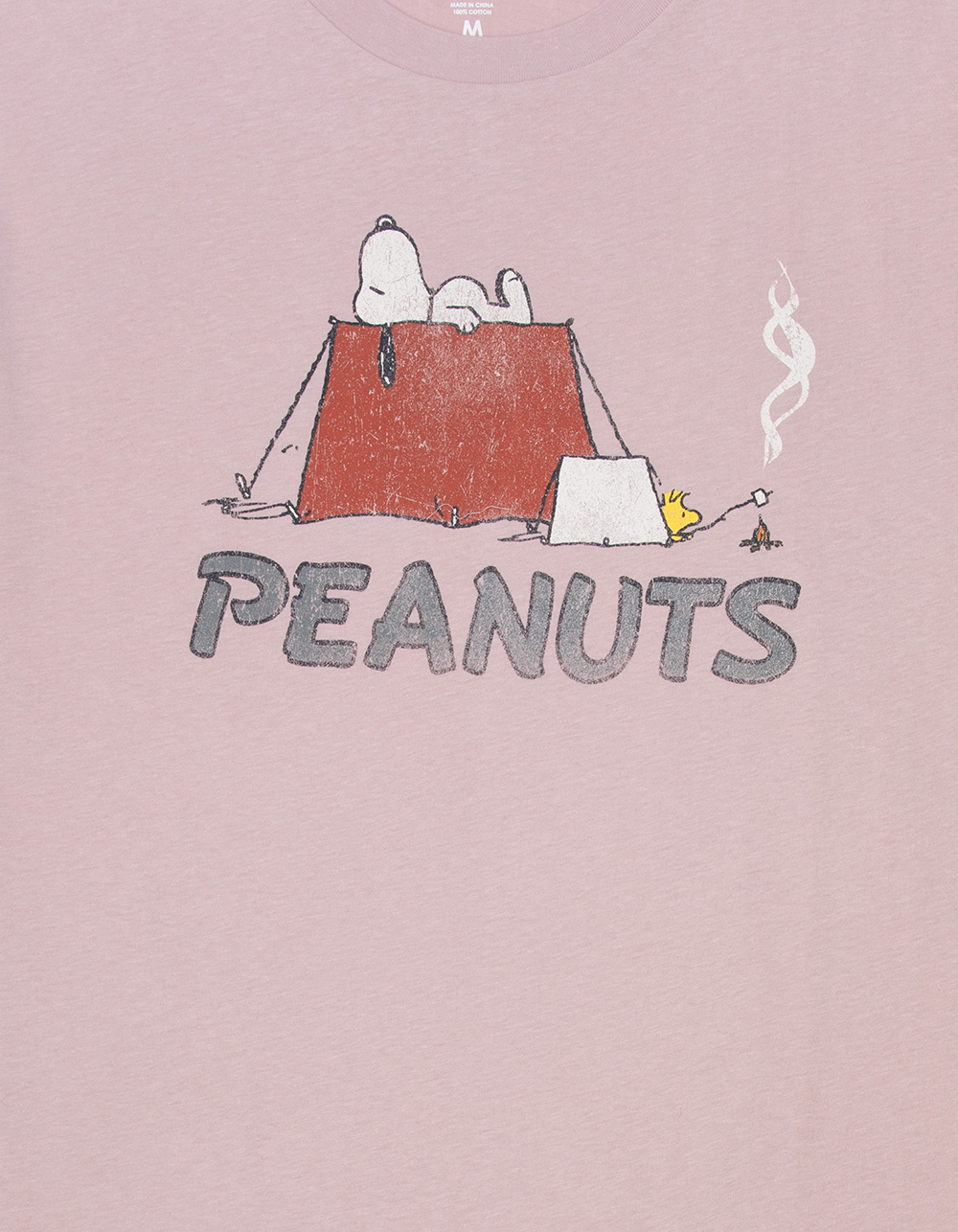 RSQ x Peanuts Camping Mens Oversized Tee - PINK