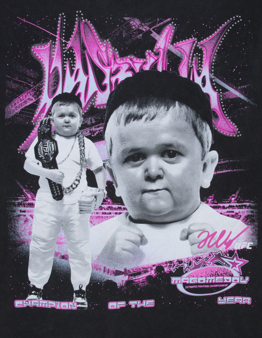 UFC Hasbulla Cyber Mens Boxy Tee - WASHED BLACK