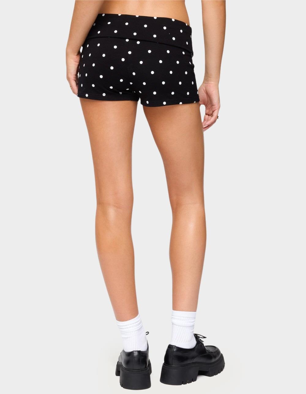 EDIKTED Chelsie Polka Dot Fold Over Shorts - BLACK