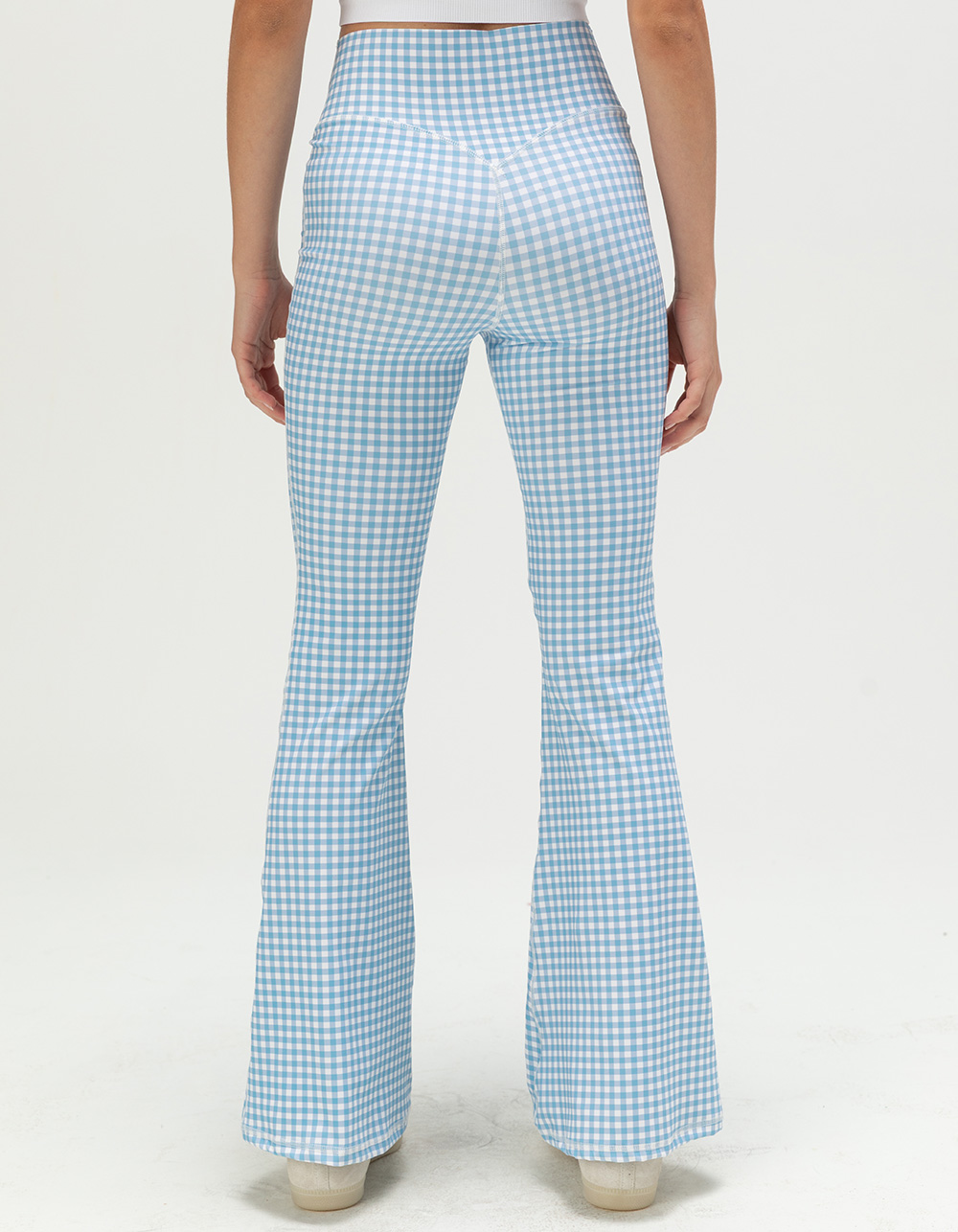 HAPPY CAMP3R Sky Blue Gingham Womens Active Pants - BLUE/WHT