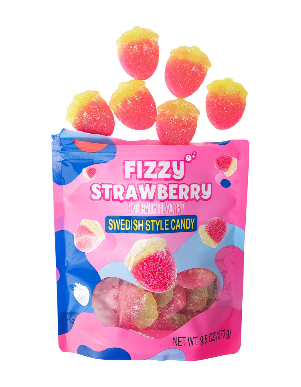 AMOS Fizzy Strawberry Swedish Style Gummy Candy - MULTI