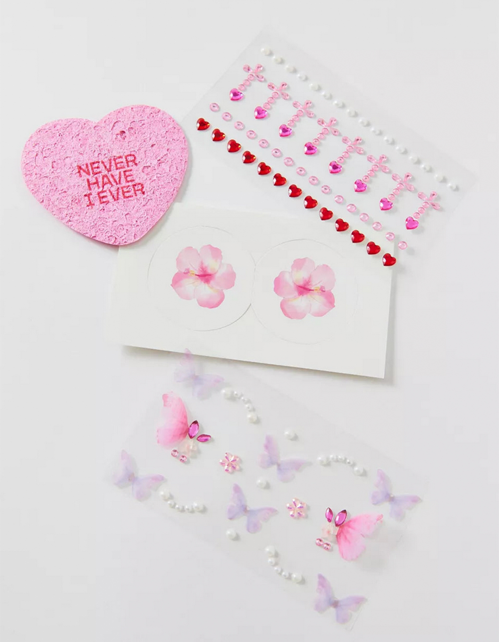 NEVER HAVE I EVER Crystal Bloom Face Adornments - PINK