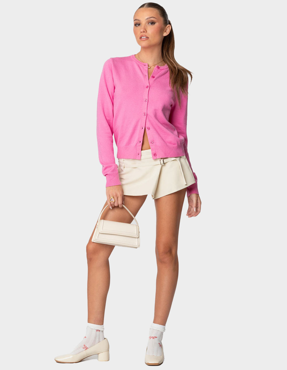 EDIKTED Shlo Knitted Cardigan - PINK