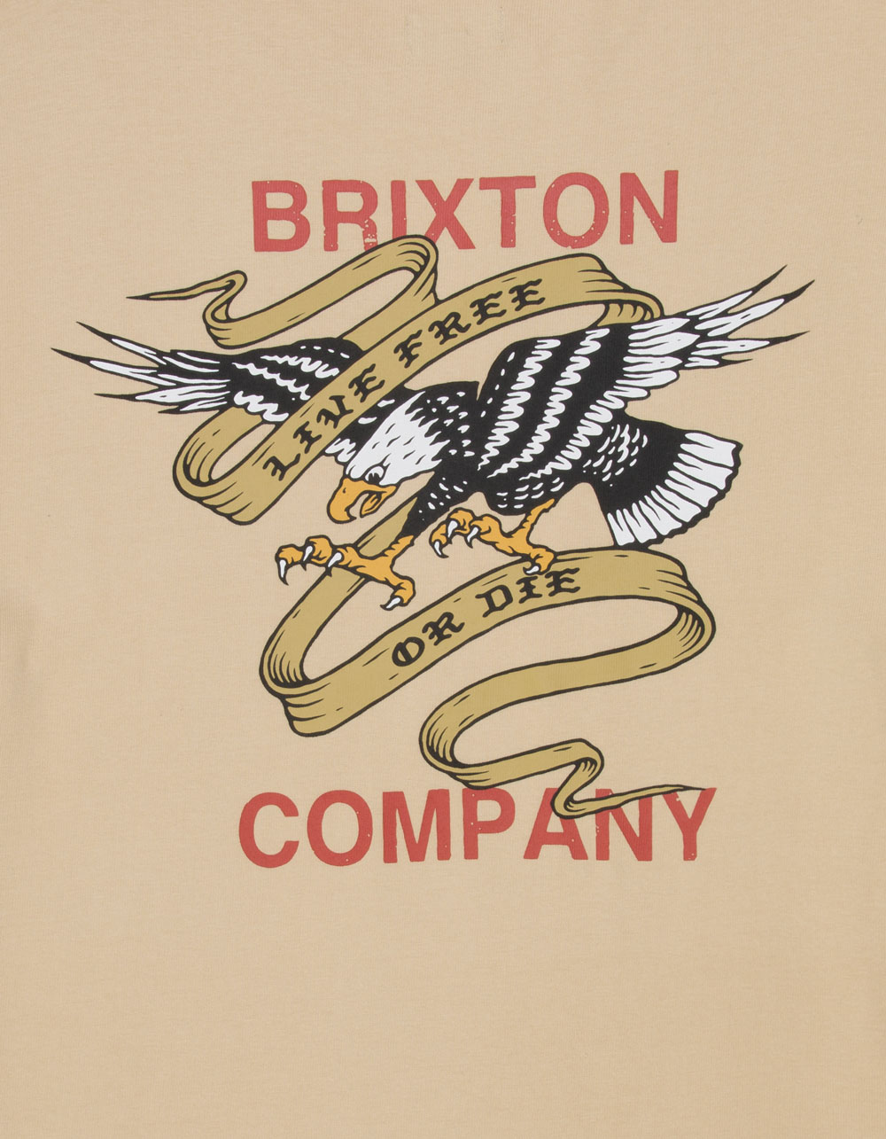 BRIXTON Live Free Mens Heavyweight Tee - CREAM