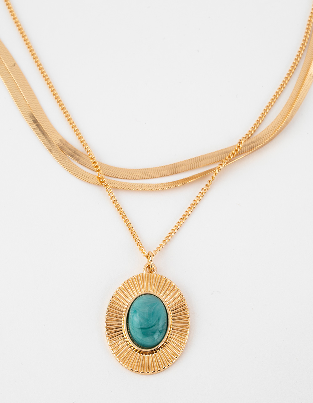FULL TILT Layered Snake Chain & Pendant Necklace - GOLD