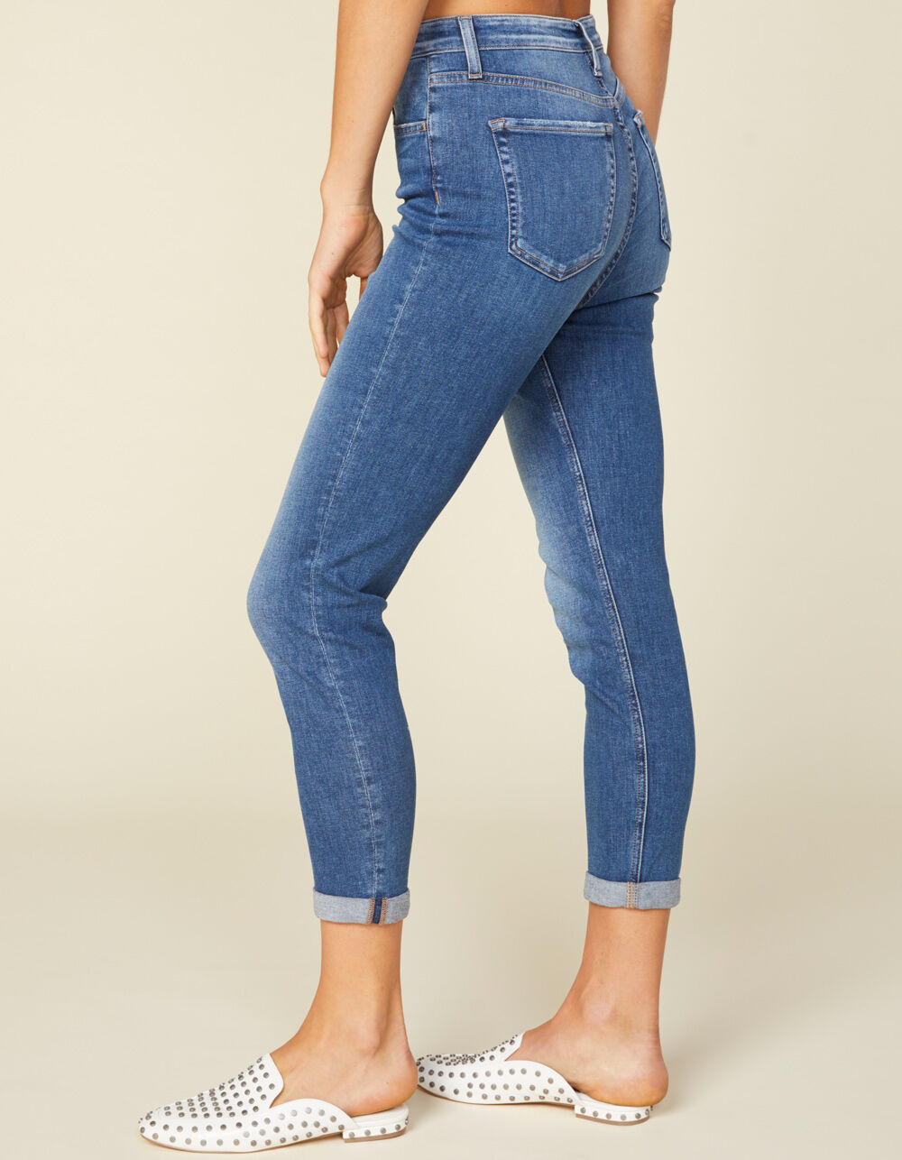 FLYING MONKEY High Rise Roll Hem Womens Jeans image number 3