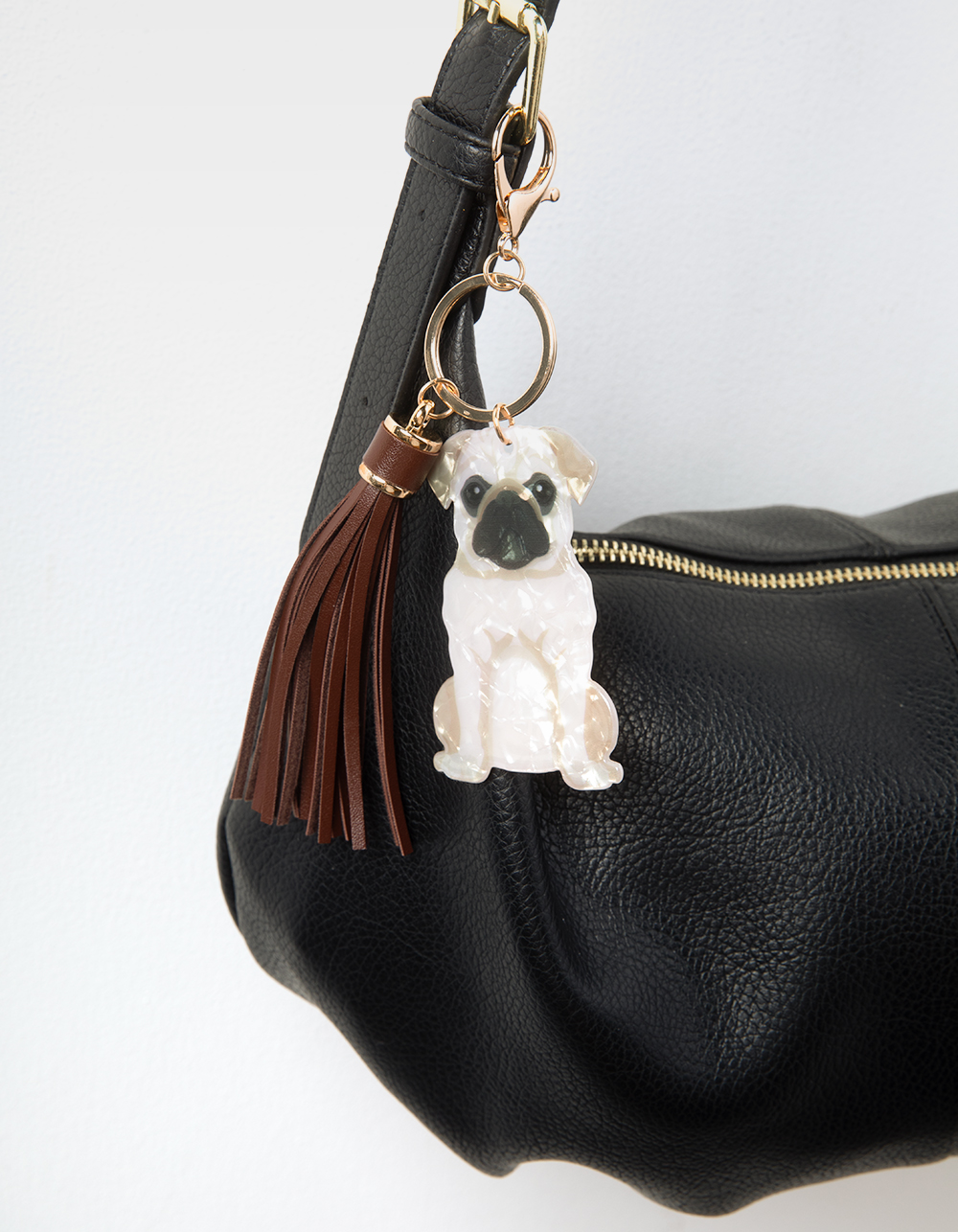 FULL TILT Acrylic Pug Bag Charm - BROWN COMBO