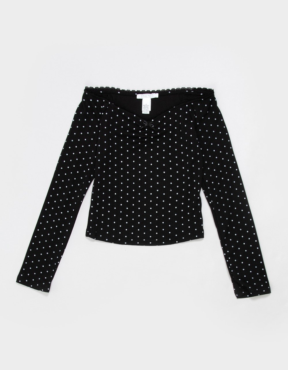 FULL TILT Polka Dot Girls Long Sleeve Top - BLK/WHT
