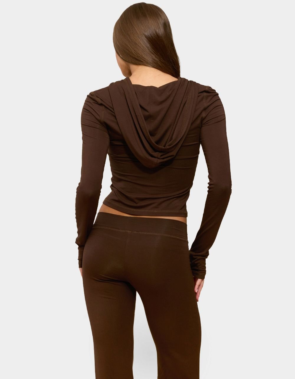 EDIKTED Callan Zip Up Hoodie - BROWN