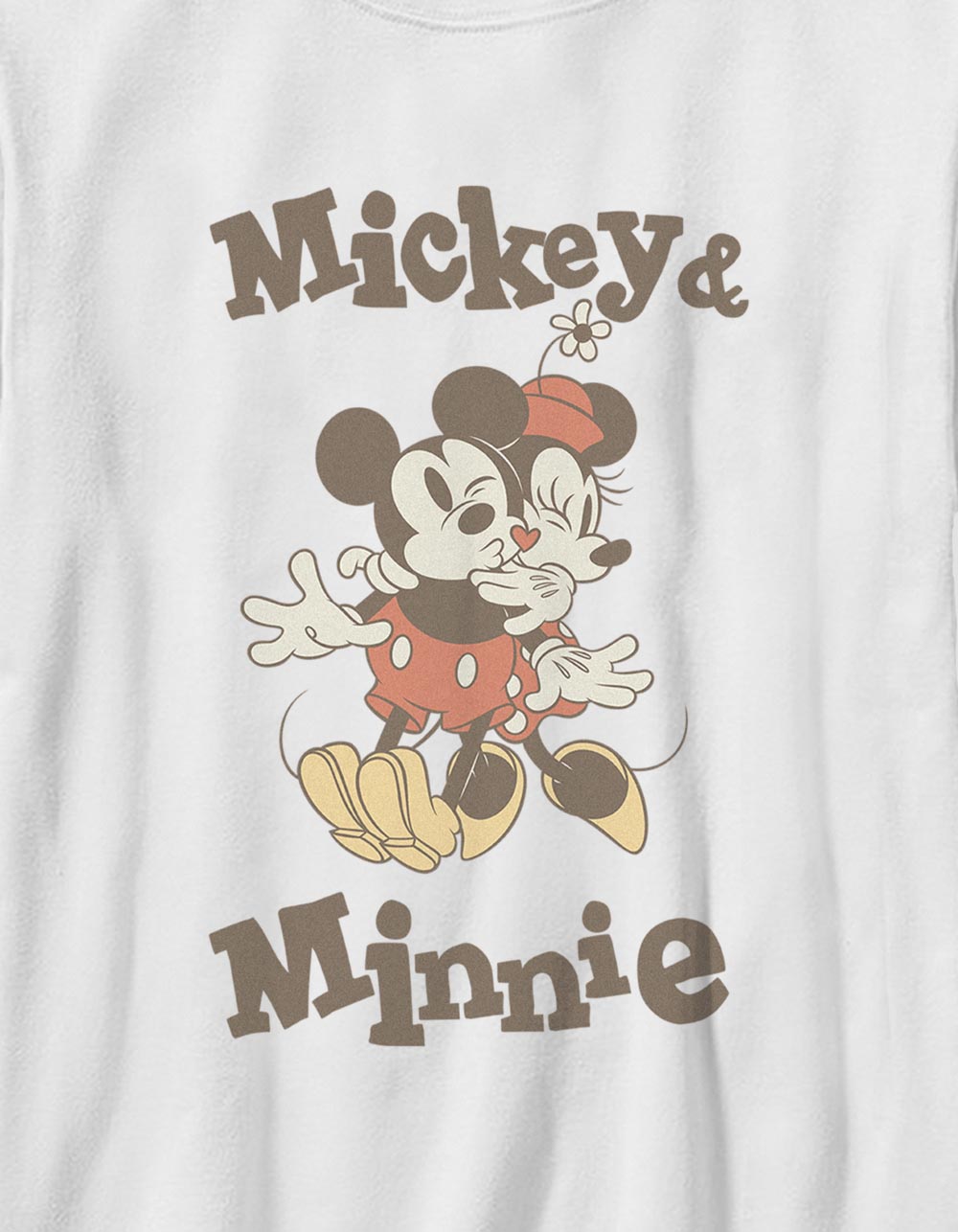 DISNEY Mickey & Minnie Retro Kiss Unisex Kids Tee - WHITE
