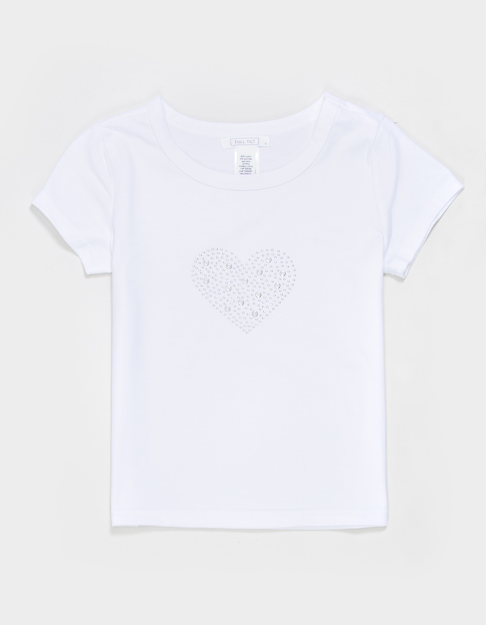 FULL TILT Heart Stud Girls Tee - WHITE