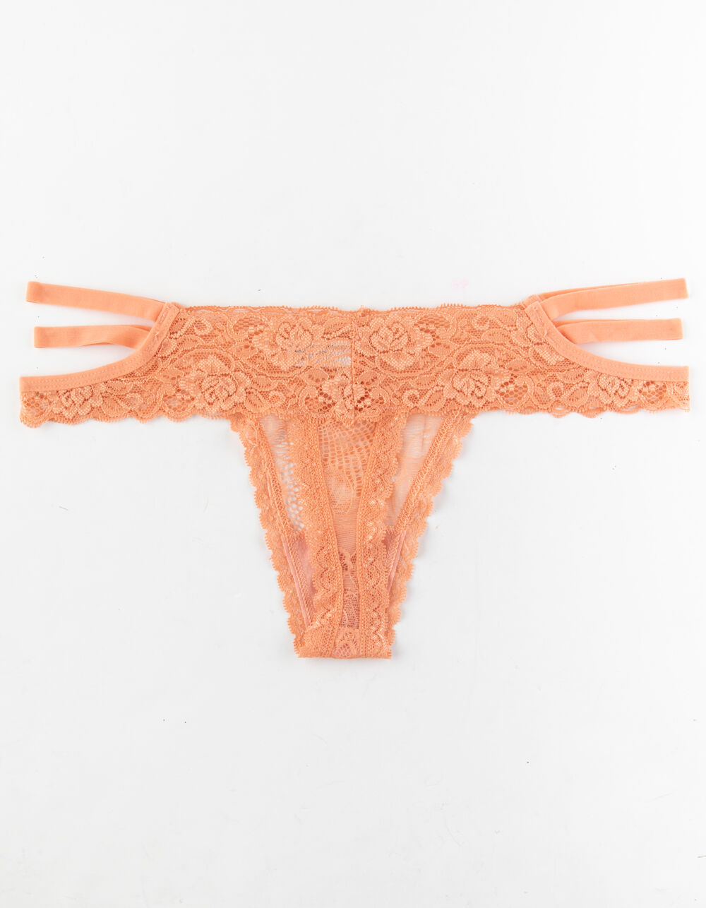 FULL TILT Cage Waist Lace Coral Thong image number 1
