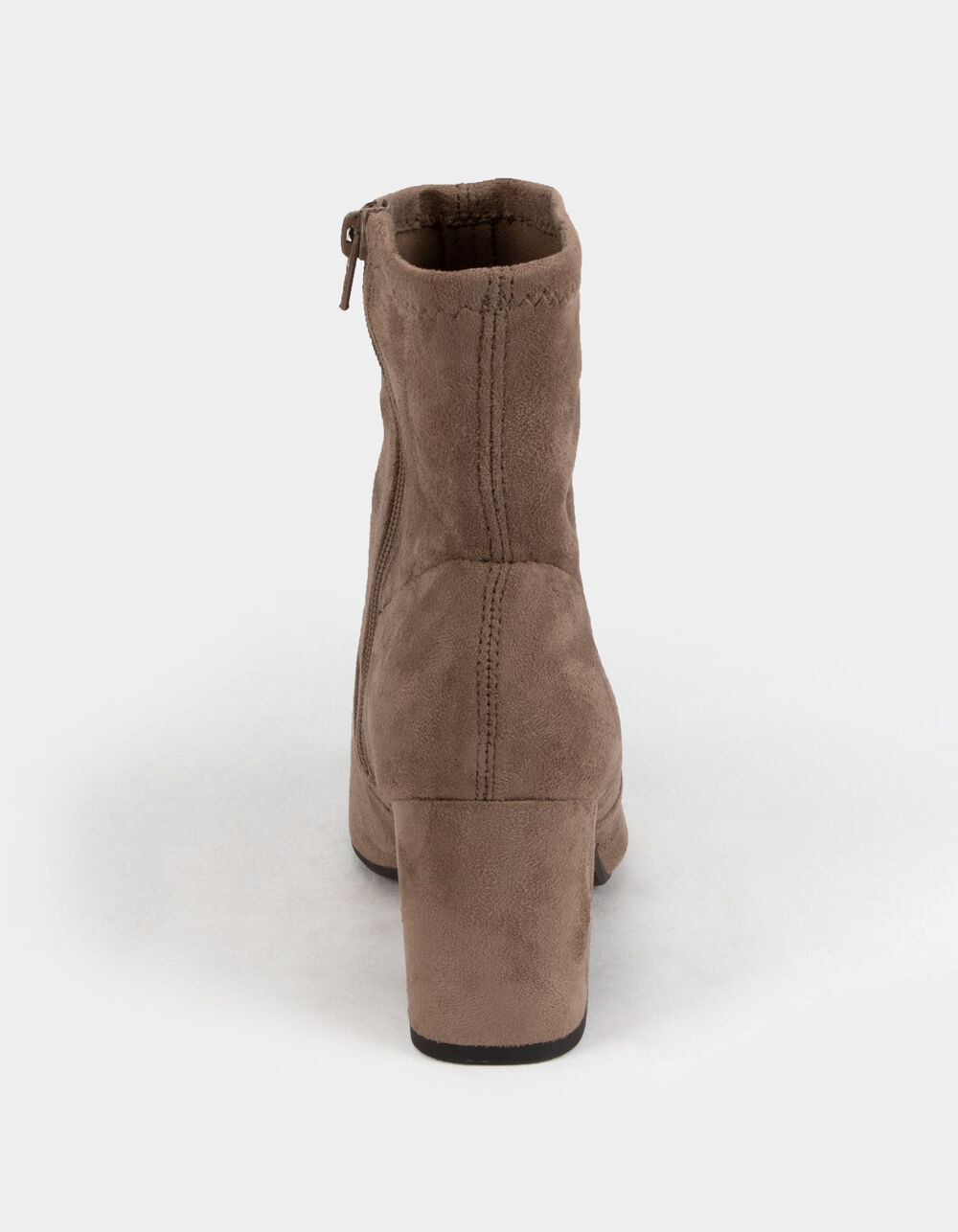 SODA Faux Suede Block Heel Womens Taupe Booties TAUPE Tillys