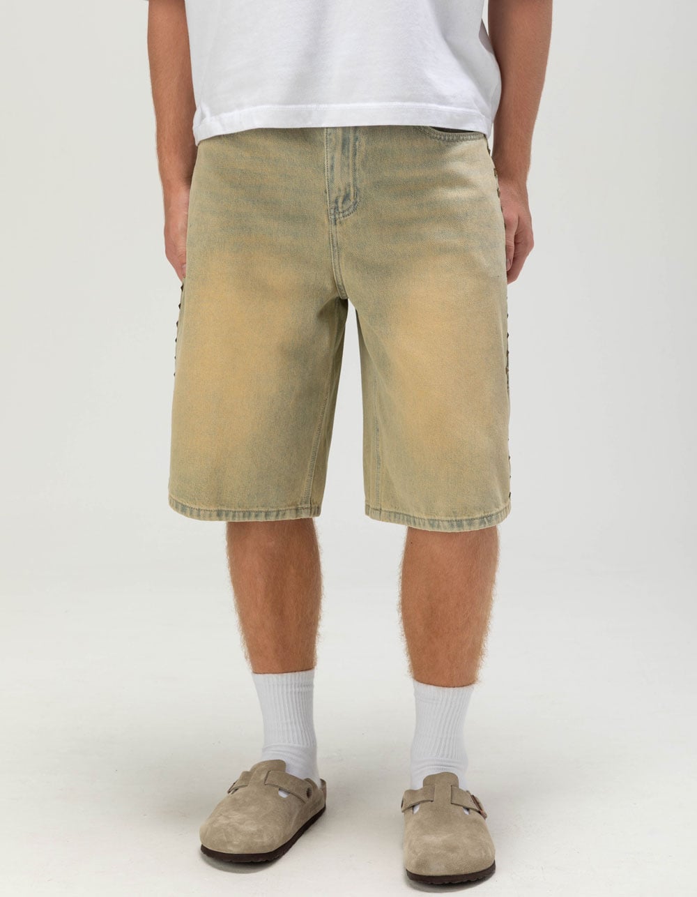 RSQ Mens Baggy Studded Jorts - BLAST INDIGO