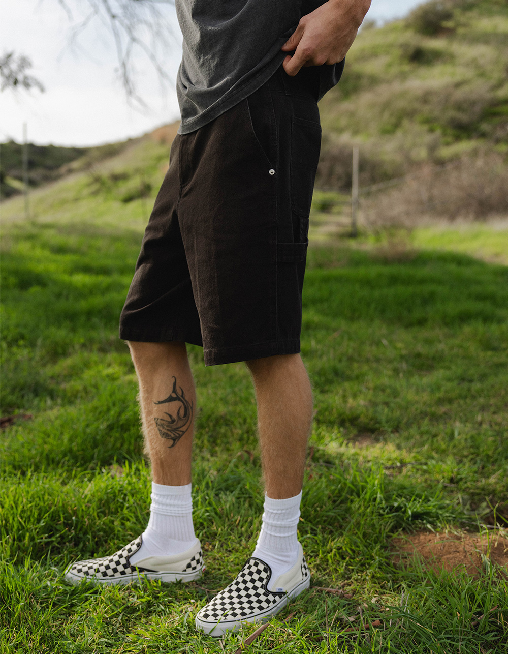 RSQ Mens Loose Twill Carpenter Shorts - WASHED BLACK