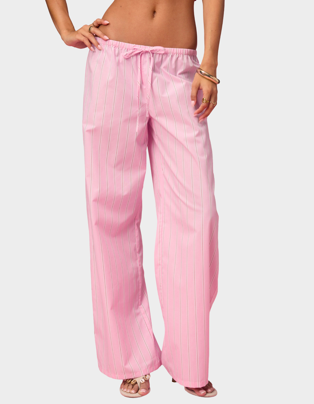 EDIKTED Barbie™ Icon Striped Pants - PINK