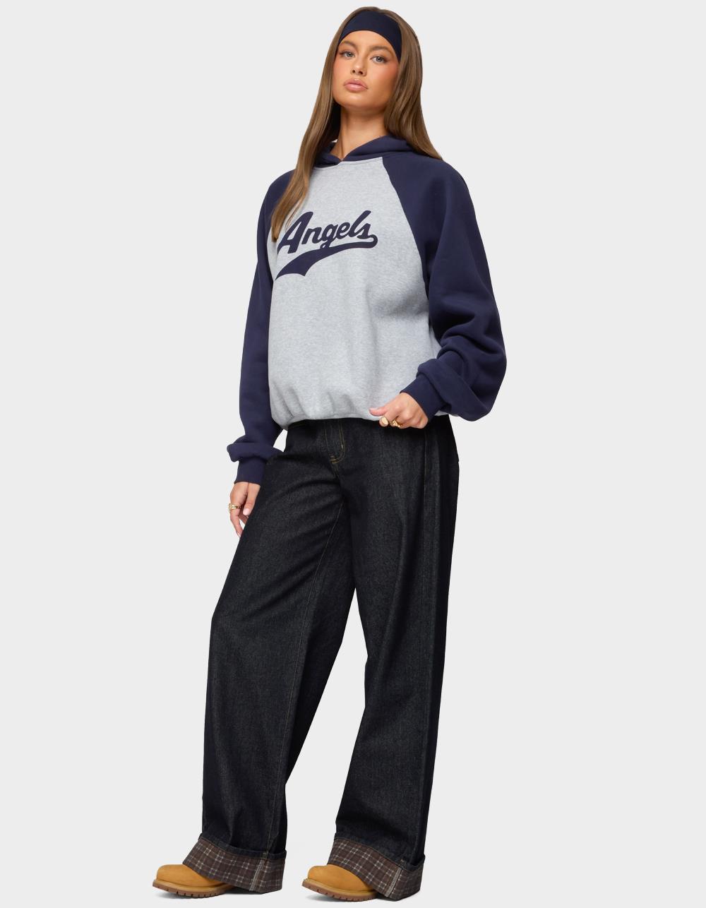 EDIKTED Angels Raglan Oversized Hoodie - GRAY