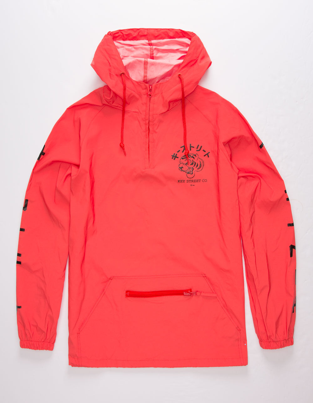 KEY STREET Reflective Mens Anorak Jacket RED Tillys