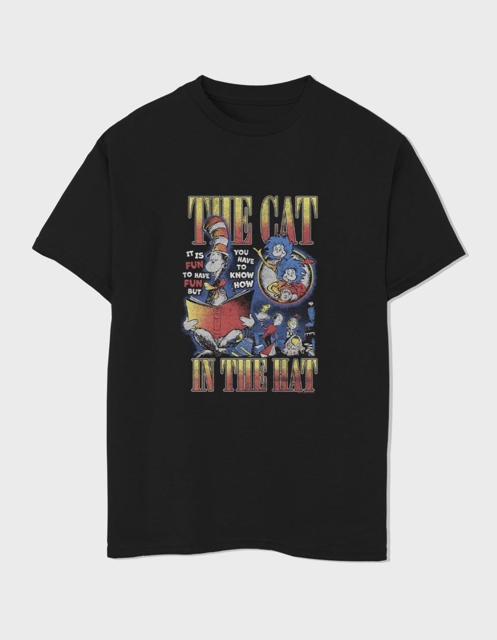 DR. SEUSS Cat The Hat Book Unisex Kids Tee - BLACK
