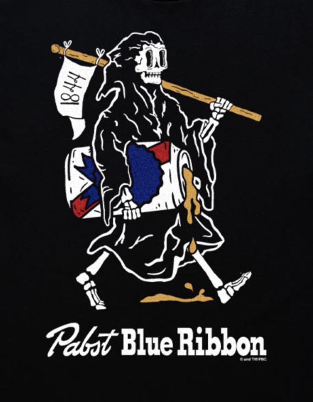 PABST BLUE RIBBON Grim Reaper Unisex Tee - BLACK