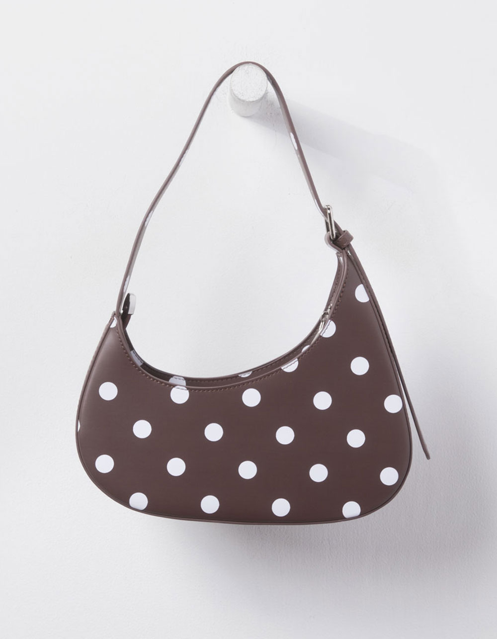 Polka Dot Shoulder Bag - CHOCOLATE