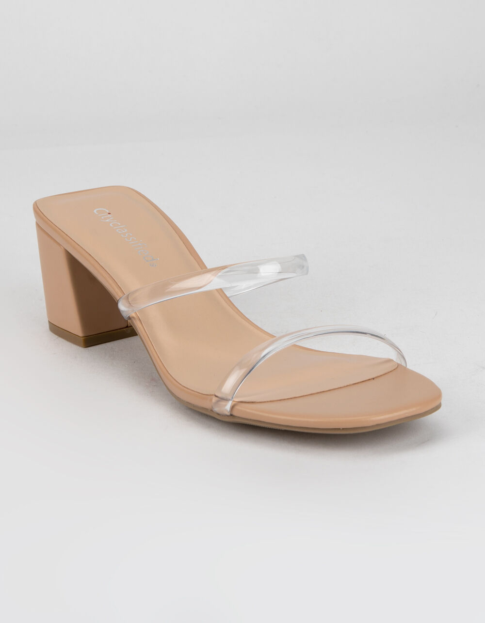 CITY CLASSIFIED Clear Two Strap Womens Nude Heels - NUDE | Tillys