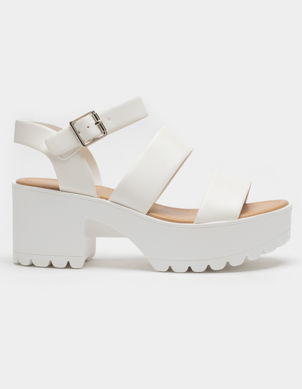 SODA Lug Sole Ankle Strap Womens White Platform Sandals - WHITE | Tillys