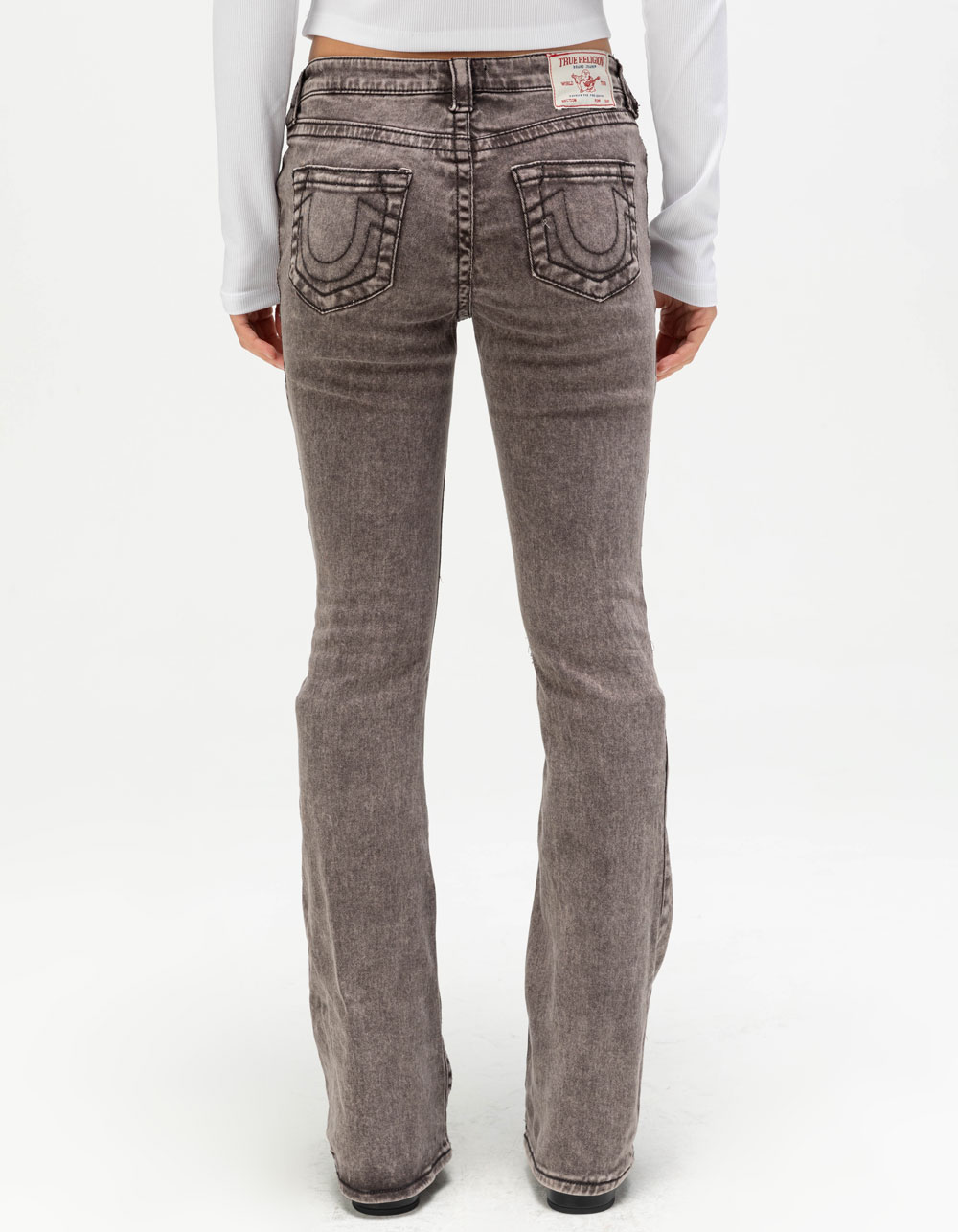 TRUE RELIGION Becca Mid Rise Big T Womens Bootcut Jeans - WASHED BLACK