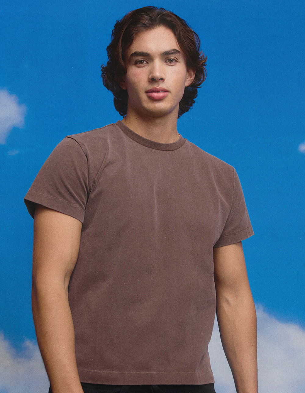RSQ Mens Washed Shrunken Tee - DARK BROWN