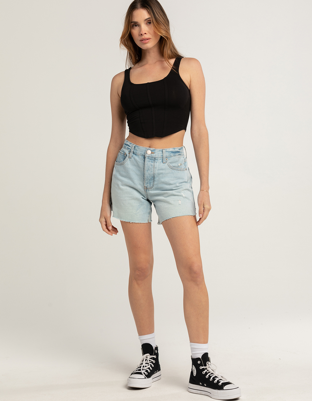 RSQ Womens Mid Length Shorts - LIGHT WASH | Tillys