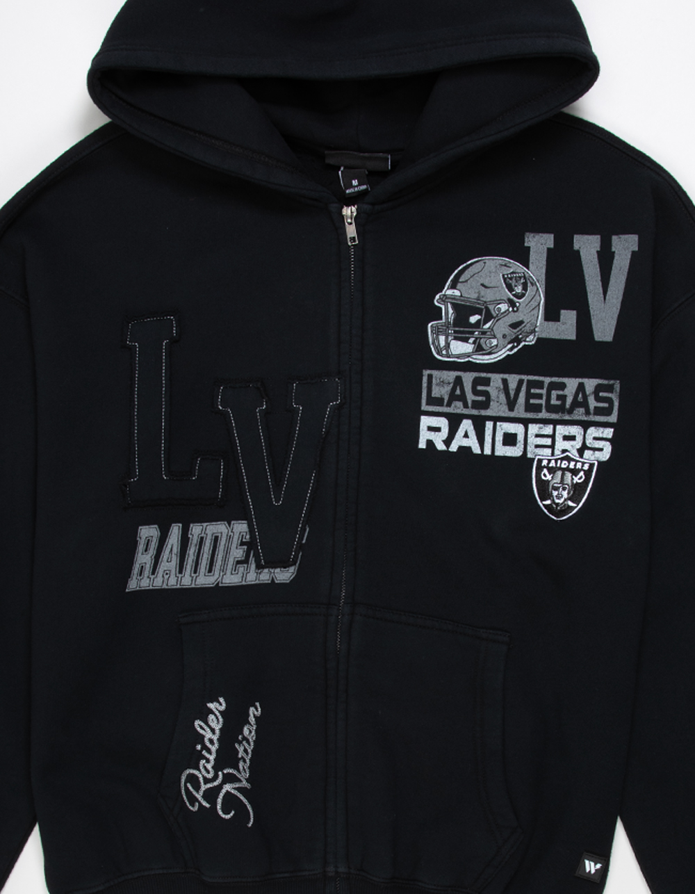 THE WILD COLLECTIVE Las Vegas Raiders Mens Zip-Up Hoodie - WASHED BLACK