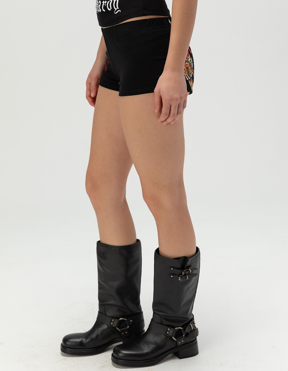 ED HARDY Tiger Womens Mini Shorts - BLACK