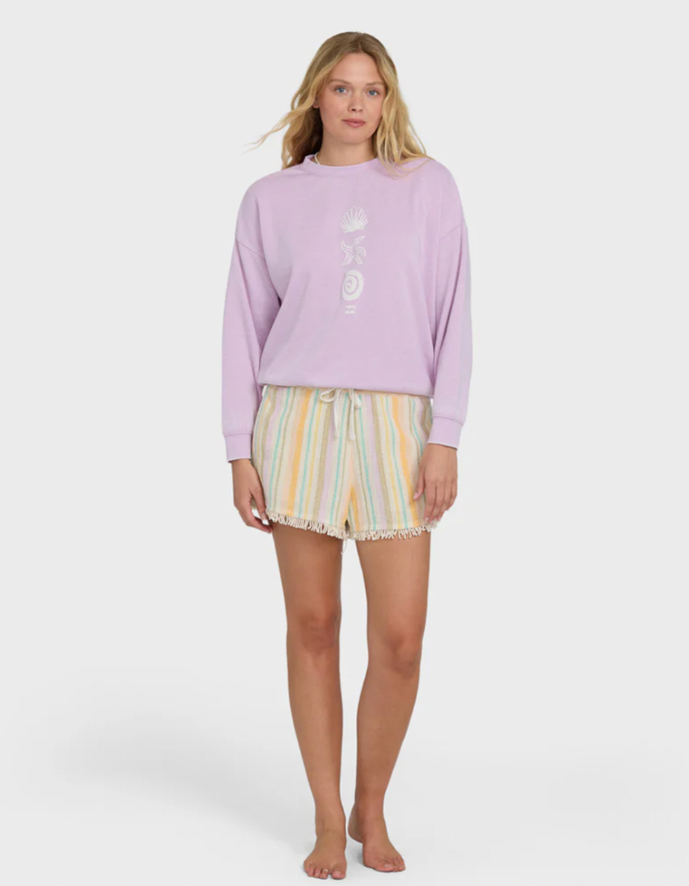 BILLABONG Echo Burnout Womens Oversized Crewneck Sweatshirt - LILAC