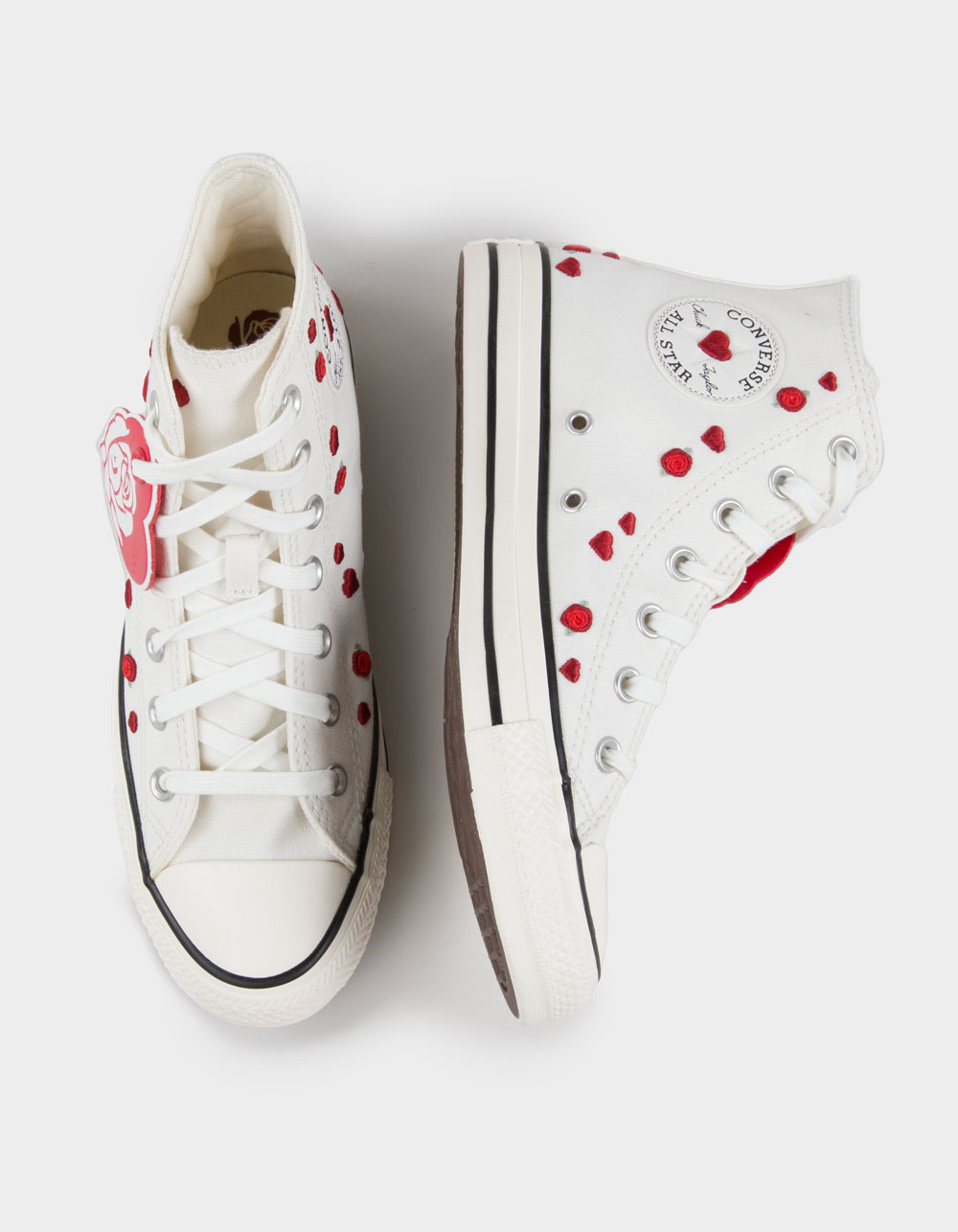 CONVERSE Chuck Taylor All Star Roses Embroidered Womens High Top Shoes - WHITE