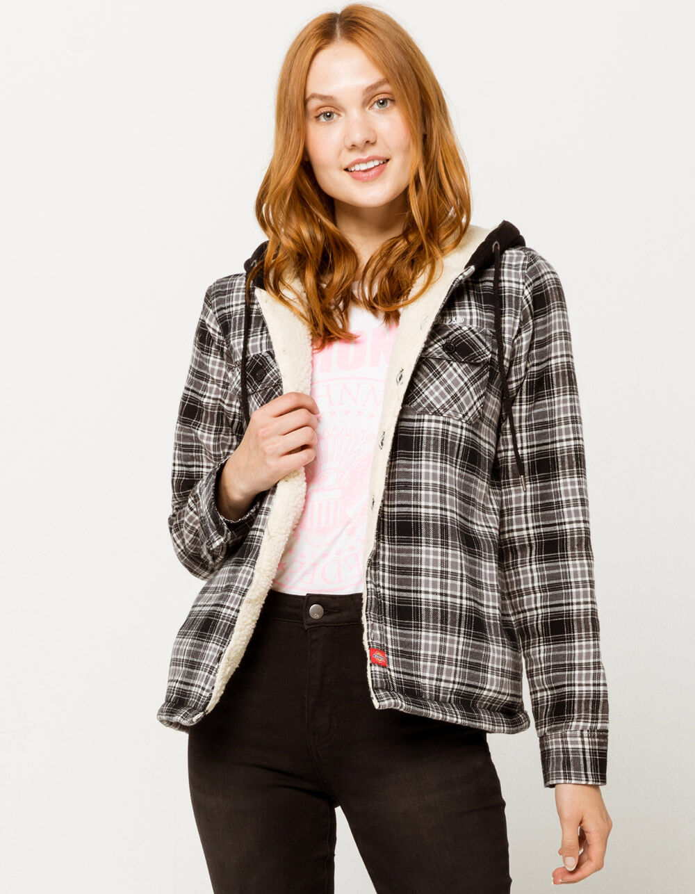 DICKIES Sherpa Lined Plaid Jacket - BLACK COMBO | Tillys