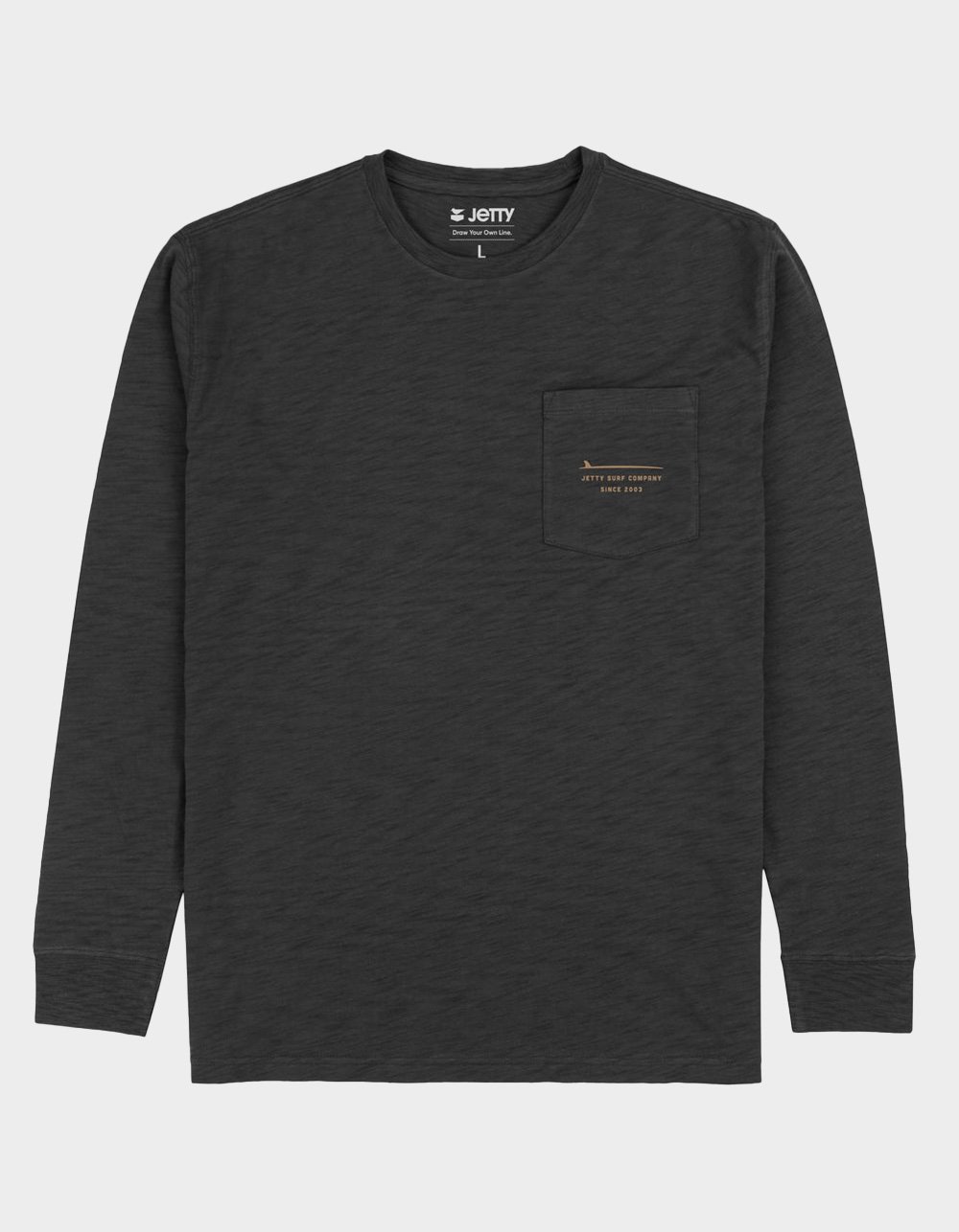 JETTY Sedge Slub Mens Long Sleeve Pocket Tee - BLACK