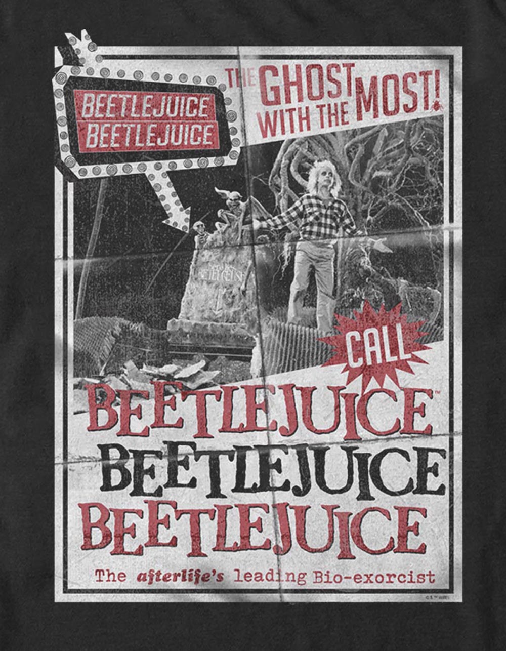 Official Beetlejuice The Bio-Exorcist unisex Tee - Black - Medium
