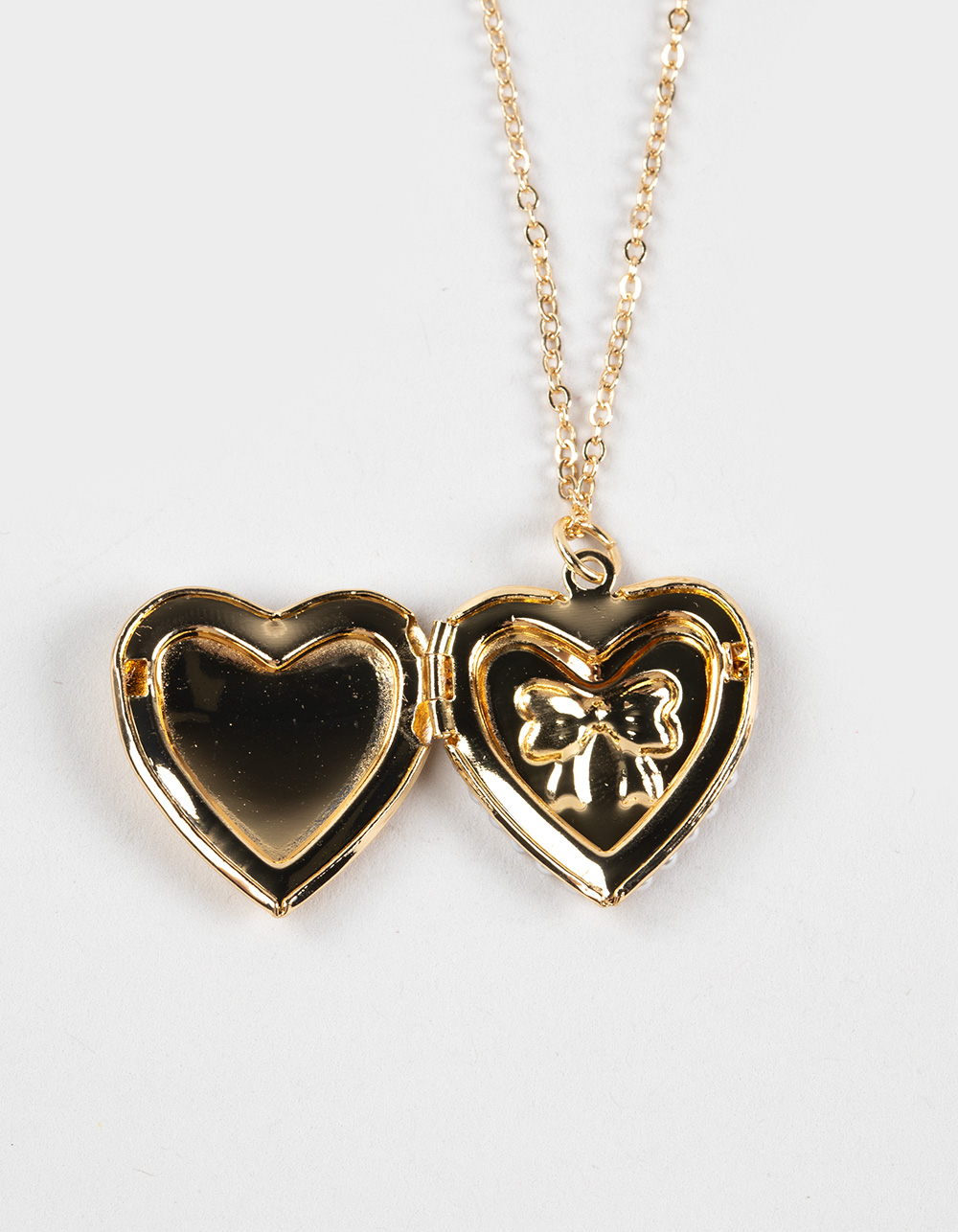 FULL TILT Layered Pearl/Bow Locket Necklace - GOLD