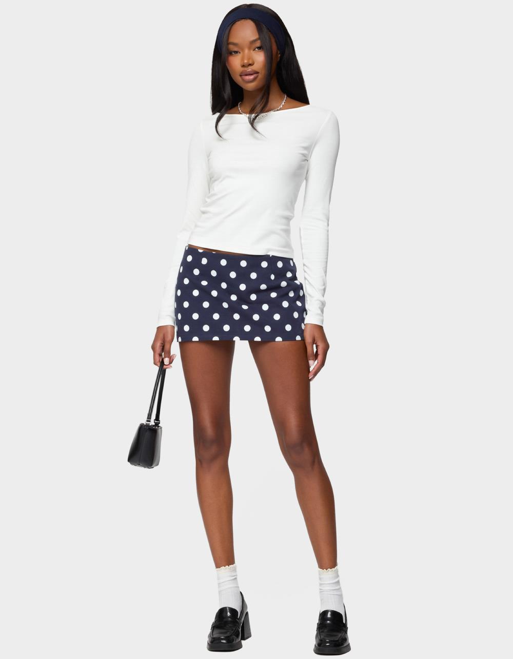 EDIKTED Savi Boat Neck Long Sleeve Top - WHITE