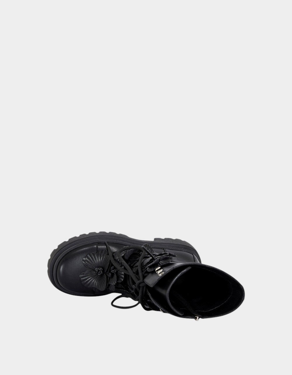 AZALEA WANG Devoir 3D Flower Womens Combat Boots - BLACK