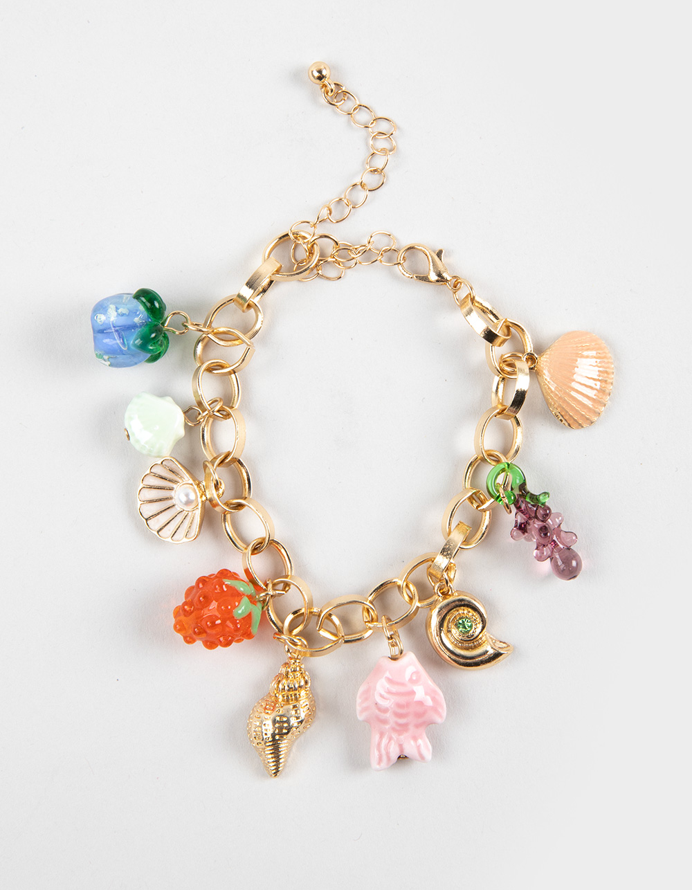 FULL TILT Fruit/Sea Shell Charm Bracelet - GOLD