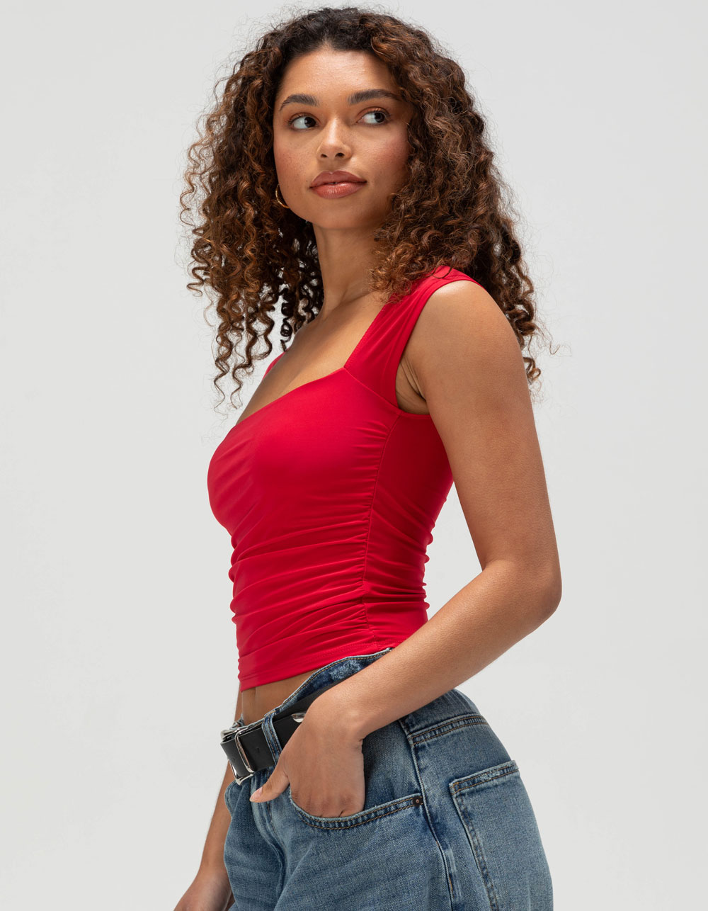 TILLYS Butter Soft Double Layer Womens Sleeveless Top - RED