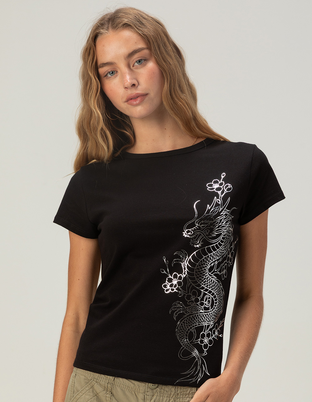 FULL TILT Dragon Womens Fitted Tee - BLACK