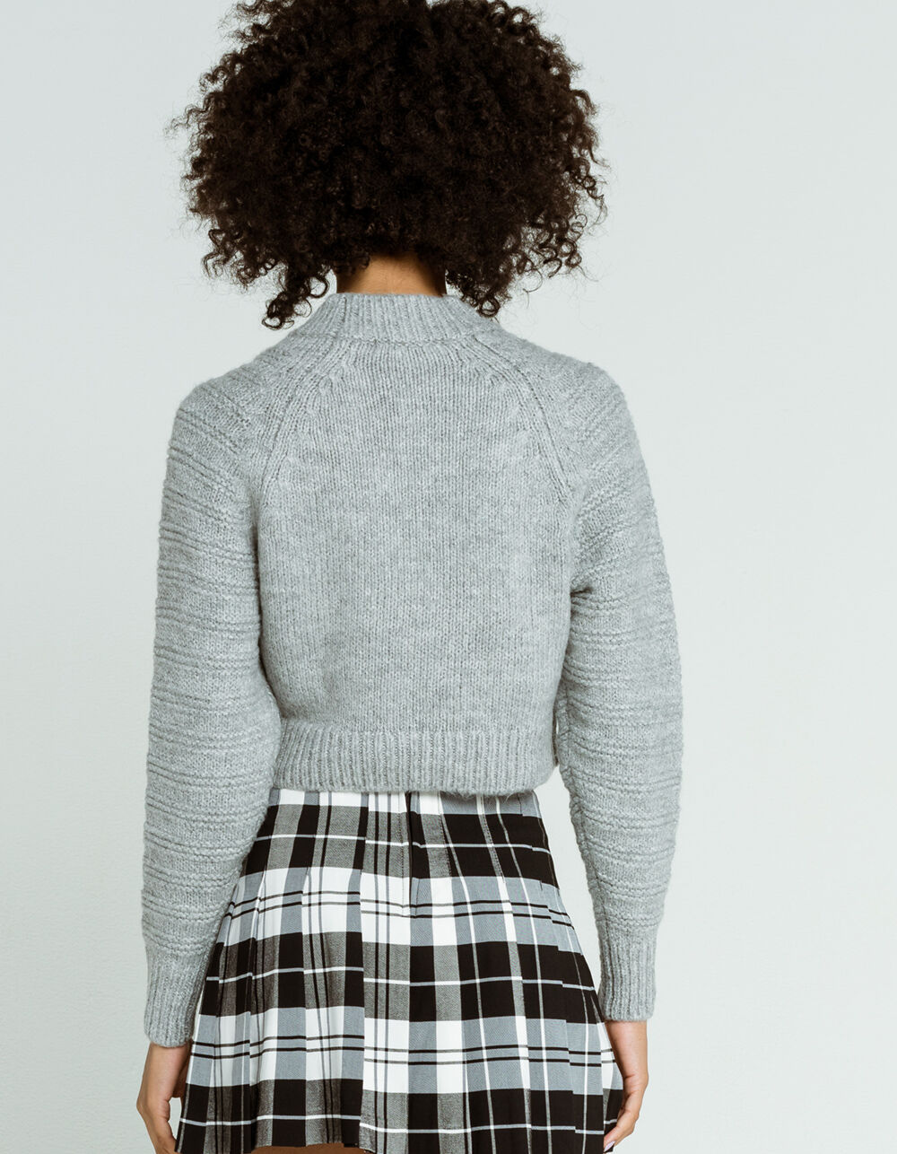 ELODIE Chevron Mock Neck Womens Gray Sweater - GRAY | Tillys