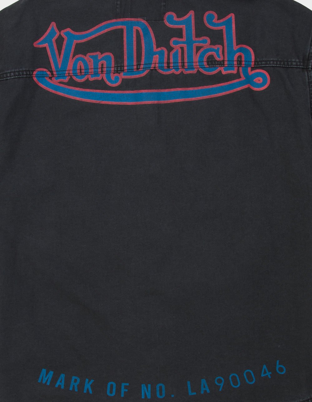 VON DUTCH Hell Mens Button Up Shirt - WASHED BLACK